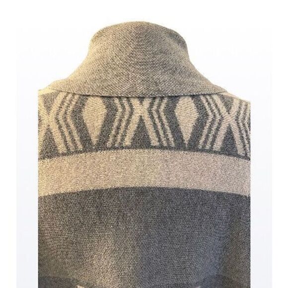LAPIS Women’s Open Front Cardigan Tribal/Aztec Design Grey/White Size M - Picture 5 of 10